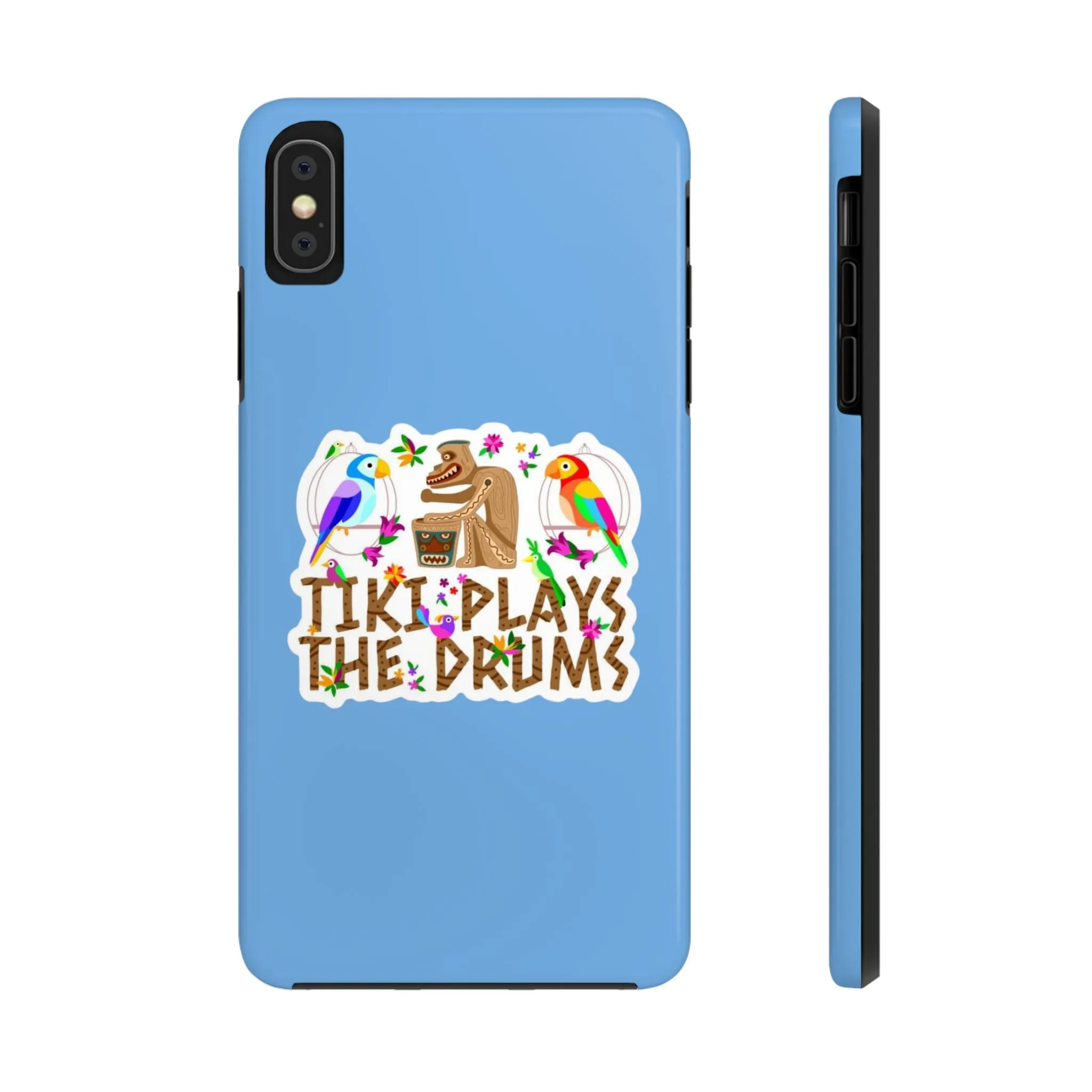 Tiki Plays The Drums Tough Cell Phone Cases