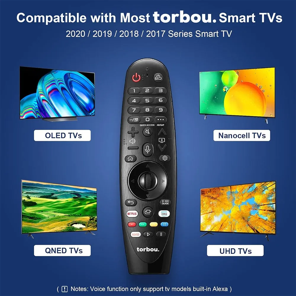 Torbou Magic Remote Control with Voice and Pointer Function Universal Torbou and LG Remote for LG UHD OLED QNED NanoCell 4K 8K Models Netflix and Prime Video Hot Keys,Google/Alexa