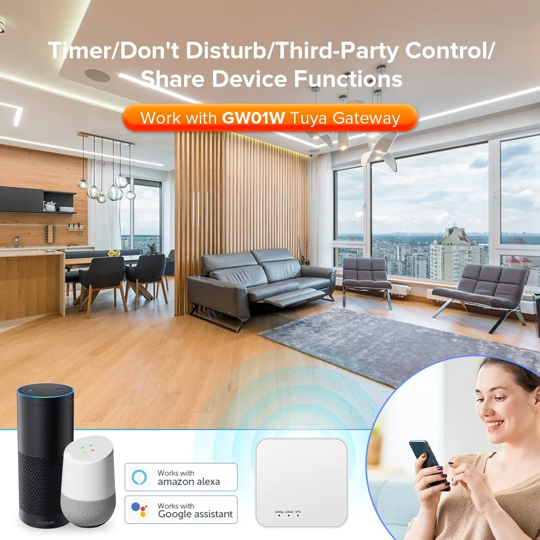 Tuya 2.4GHz WiFi Gateway for C01RF-C04RF LM051 Controller DIM CCT RGB RGBW RGBCCT LED Strip Tuya Smart Life Alexa Google Home