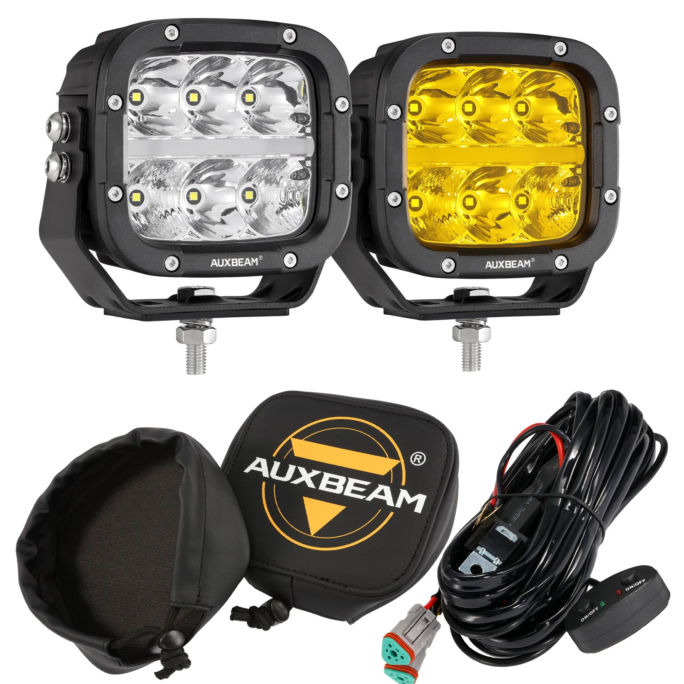 XP-ULTRA Series 5 Inch 132W 15600LM White/Amber LED Pods Driving Light with Amber DRL